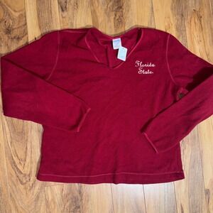 Golden Grove Florida State University FSU Fleece V-Neck Pullover Red XL Womens